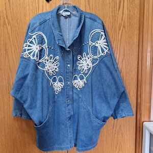 Pado Denim Women's Jacket with White Embroidery